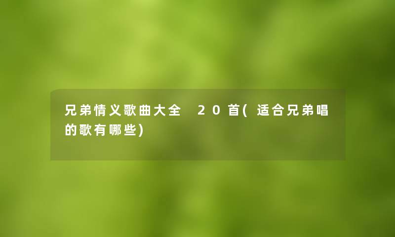 兄弟情义歌曲大全 20首(适合兄弟唱的歌有哪些) 兄弟情义歌曲大全 20首(适合兄弟唱的歌有哪些)