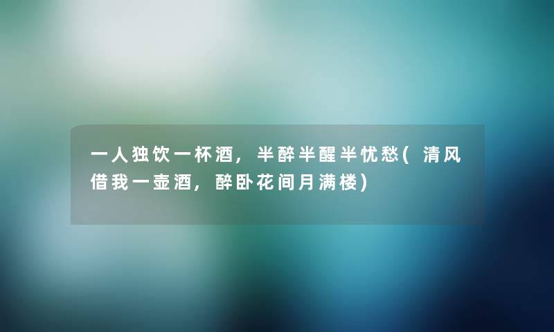 一人独饮一杯酒,半醉半醒半忧愁(清风借我一壶酒,醉卧花间月满楼)