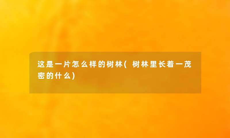 这是一片怎么样的树林(树林里长着一茂密的什么)