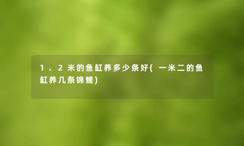 1.2米的鱼缸养多少条好(一米二的鱼缸养几条锦鲤)
