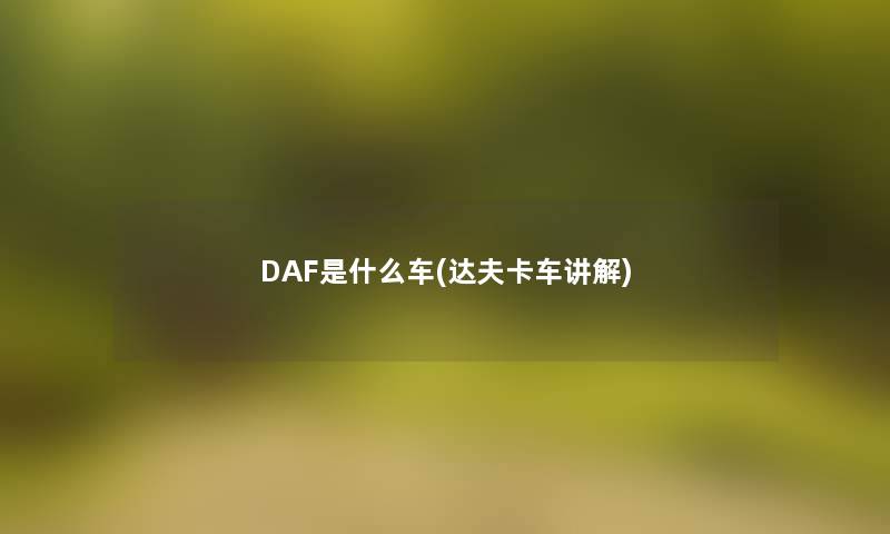 DAF是什么车(达夫卡车讲解)