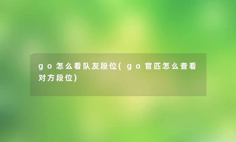 go怎么看队友段位(go官匹怎么查看对方段位)