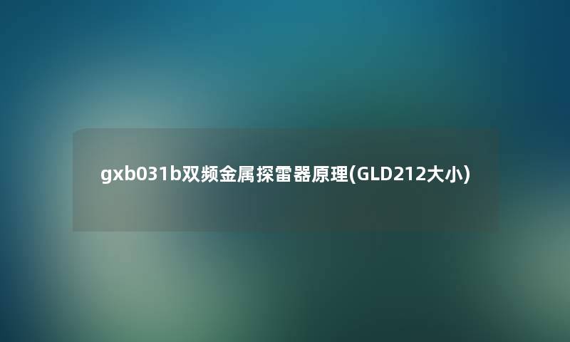 gxb031b双频金属探雷器原理(GLD212大小)