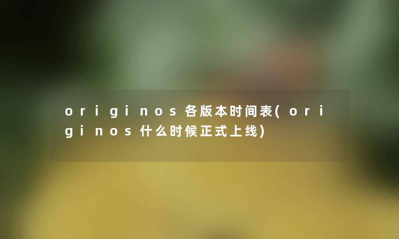 originos各版本时间表(originos什么时候正式上线)
