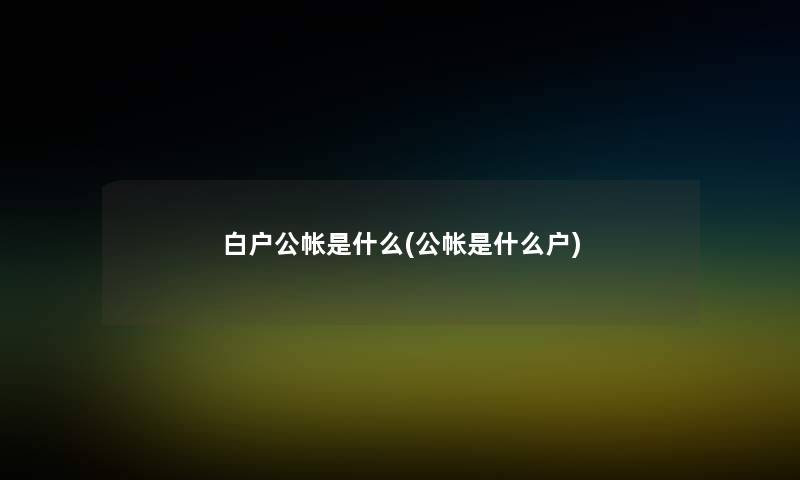 白户公帐是什么(公帐是什么户)