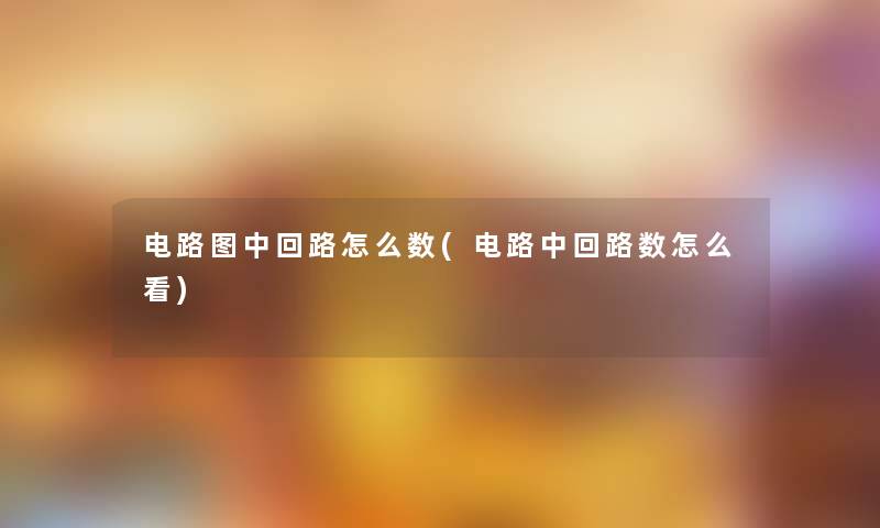 电路图中回路怎么数(电路中回路数怎么看)