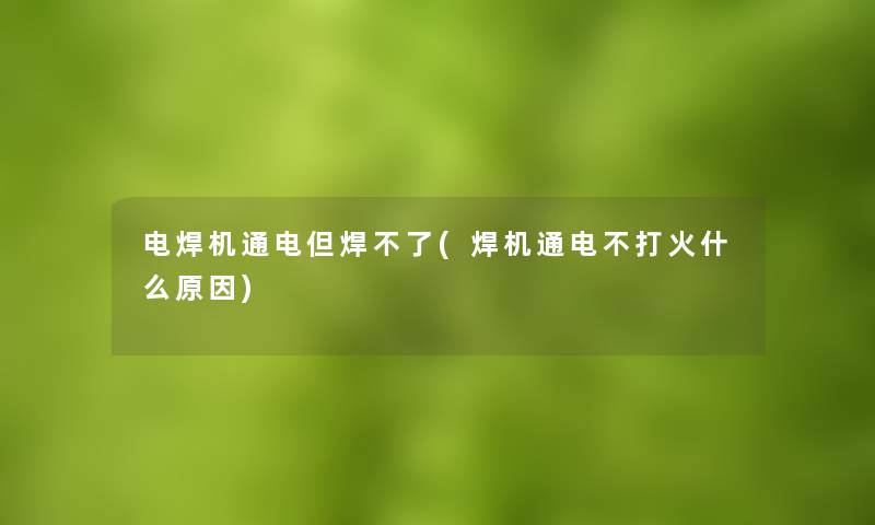 电焊机通电但焊不了(焊机通电不打火什么原因)