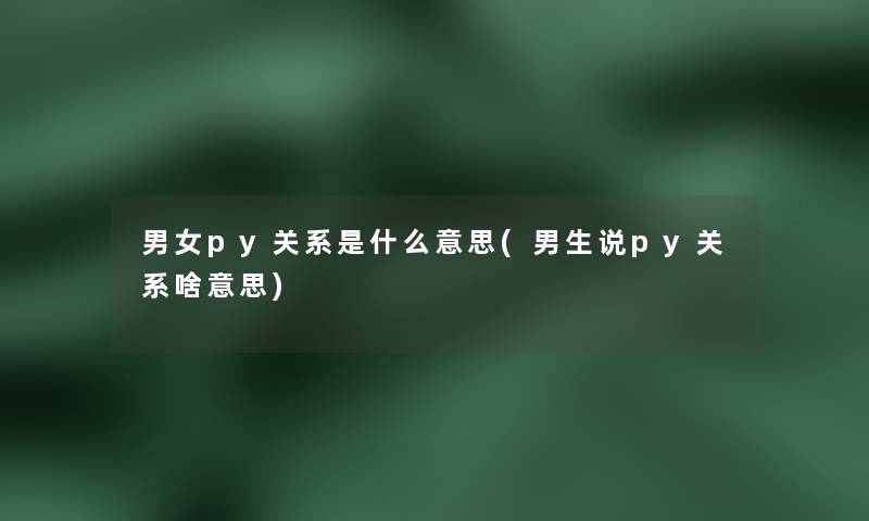 男女py关系是什么意思(男生说py关系啥意思)