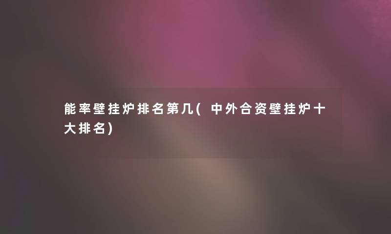 能率壁挂炉推荐第几(中外合资壁挂炉一些推荐)