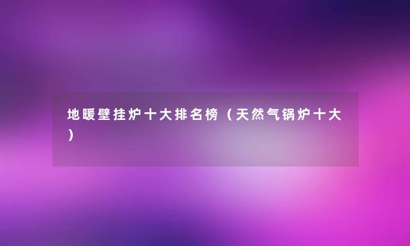 地暖壁挂炉一些推荐榜(天然气锅炉一些) 地暖壁挂炉一些推荐榜(天然气锅炉一些)