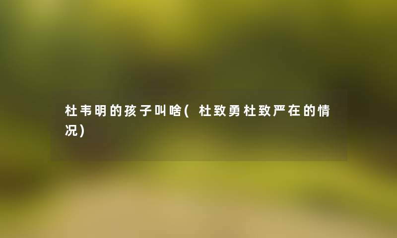 杜韦明的孩子叫啥(杜致勇杜致严在的情况) 杜韦明的孩子叫啥(杜致勇杜致严在的情况)