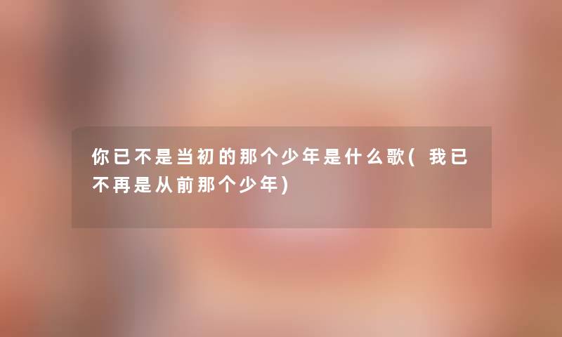 你已不是当初的那个少年是什么歌(我已不再是从前那个少年) 你已不是当初的那个少年是什么歌(我已不再是从前那个少年)