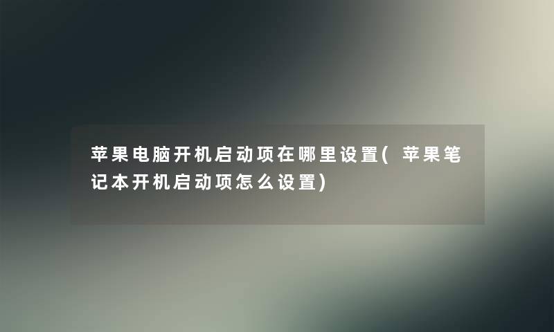 苹果电脑开机启动项在哪里设置(苹果笔记本开机启动项怎么设置) 苹果电脑开机启动项在哪里设置(苹果笔记本开机启动项怎么设置)
