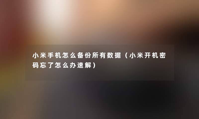 小米手机怎么备份所有数据(小米开机密码忘了怎么办速解) 小米手机怎么备份所有数据(小米开机密码忘了怎么办速解)