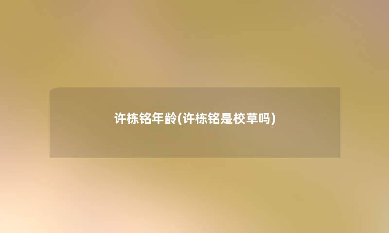 许栋铭年龄(许栋铭是校草吗) 许栋铭年龄(许栋铭是校草吗)
