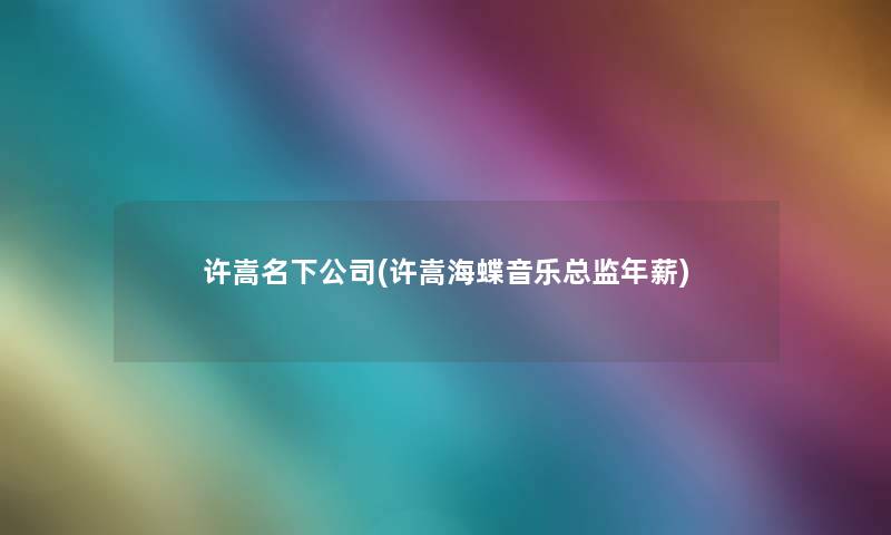许嵩名下公司(许嵩海蝶音乐总监年薪) 许嵩名下公司(许嵩海蝶音乐总监年薪)