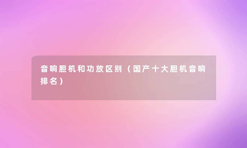 音响胆机和功放区别(国产一些胆机音响推荐) 音响胆机和功放区别(国产一些胆机音响推荐)