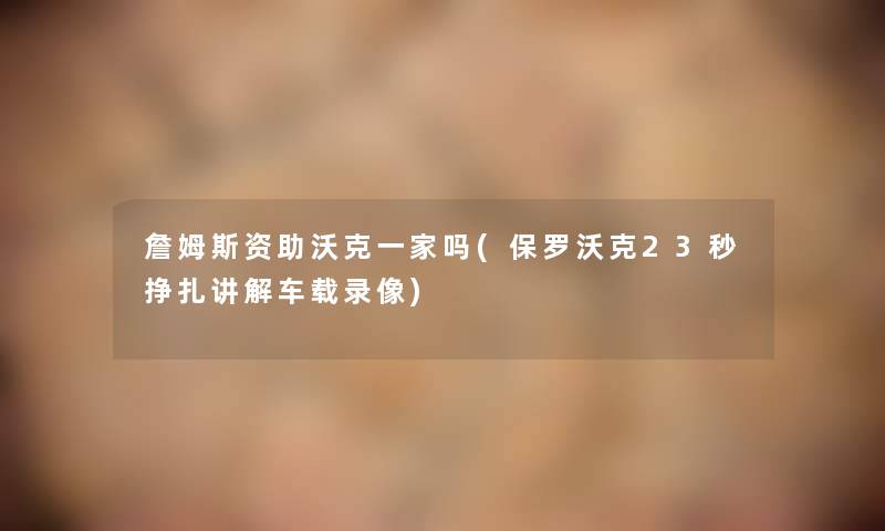 詹姆斯资助沃克一家吗(保罗沃克23秒挣扎讲解车载录像)