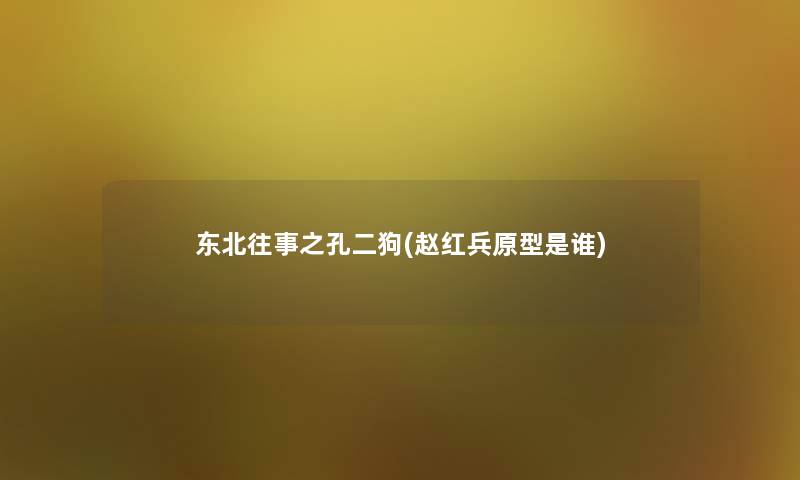 东北往事之孔二狗(赵红兵原型是谁) 东北往事之孔二狗(赵红兵原型是谁)