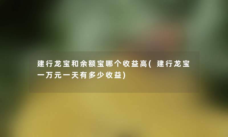 建行龙宝和余额宝哪个收益高(建行龙宝一万元一天有多少收益) 建行龙宝和余额宝哪个收益高(建行龙宝一万元一天有多少收益)