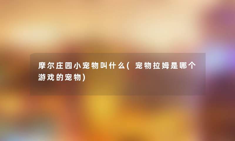 摩尔庄园小宠物叫什么(宠物拉姆是哪个游戏的宠物) 摩尔庄园小宠物叫什么(宠物拉姆是哪个游戏的宠物)