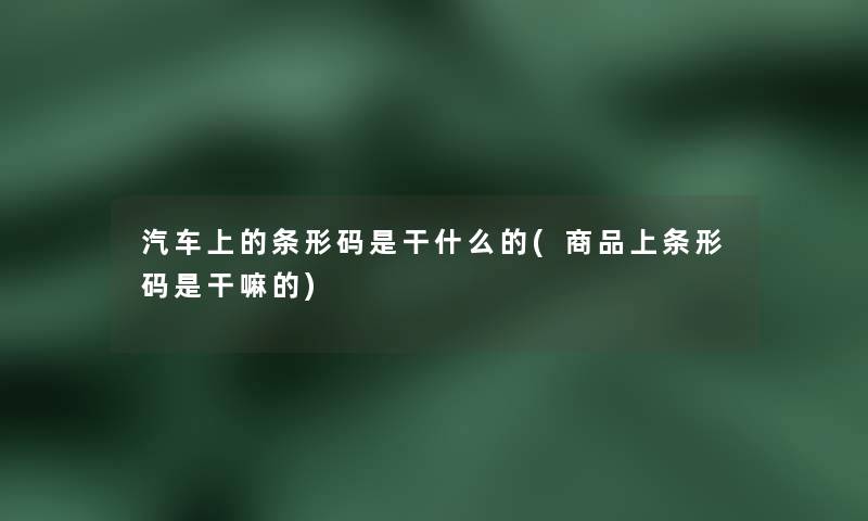 汽车上的条形码是干什么的(商品上条形码是干嘛的) 汽车上的条形码是干什么的(商品上条形码是干嘛的)