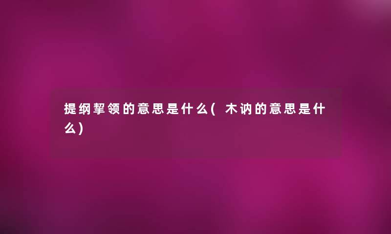 提纲挈领的意思是什么(木讷的意思是什么)