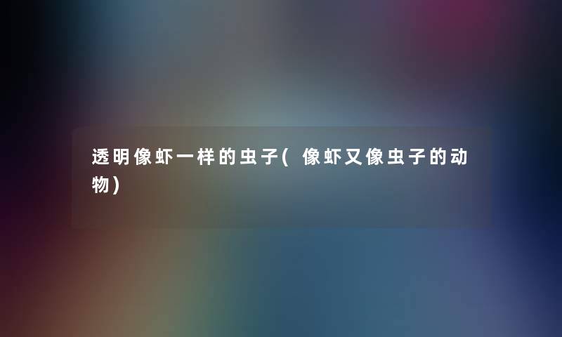 透明像虾一样的虫子(像虾又像虫子的动物)