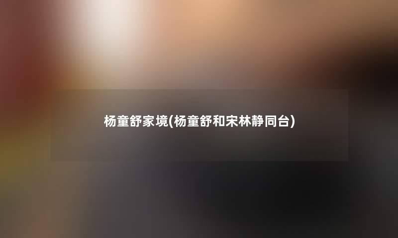 杨童舒家境(杨童舒和宋林静同台)
