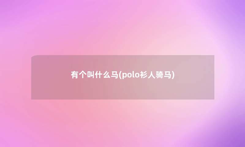 有个叫什么马(polo衫人骑马)