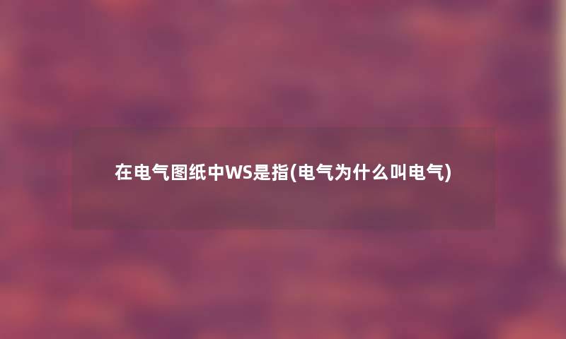 在电气图纸中WS是指(电气为什么叫电气) 在电气图纸中WS是指(电气为什么叫电气)